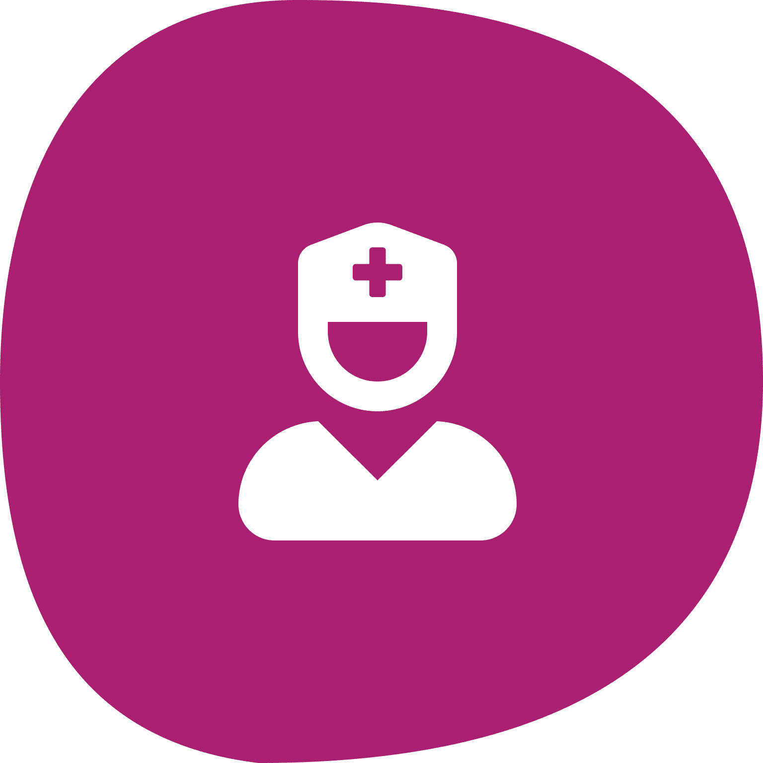 Nurse icon on purple circular background.