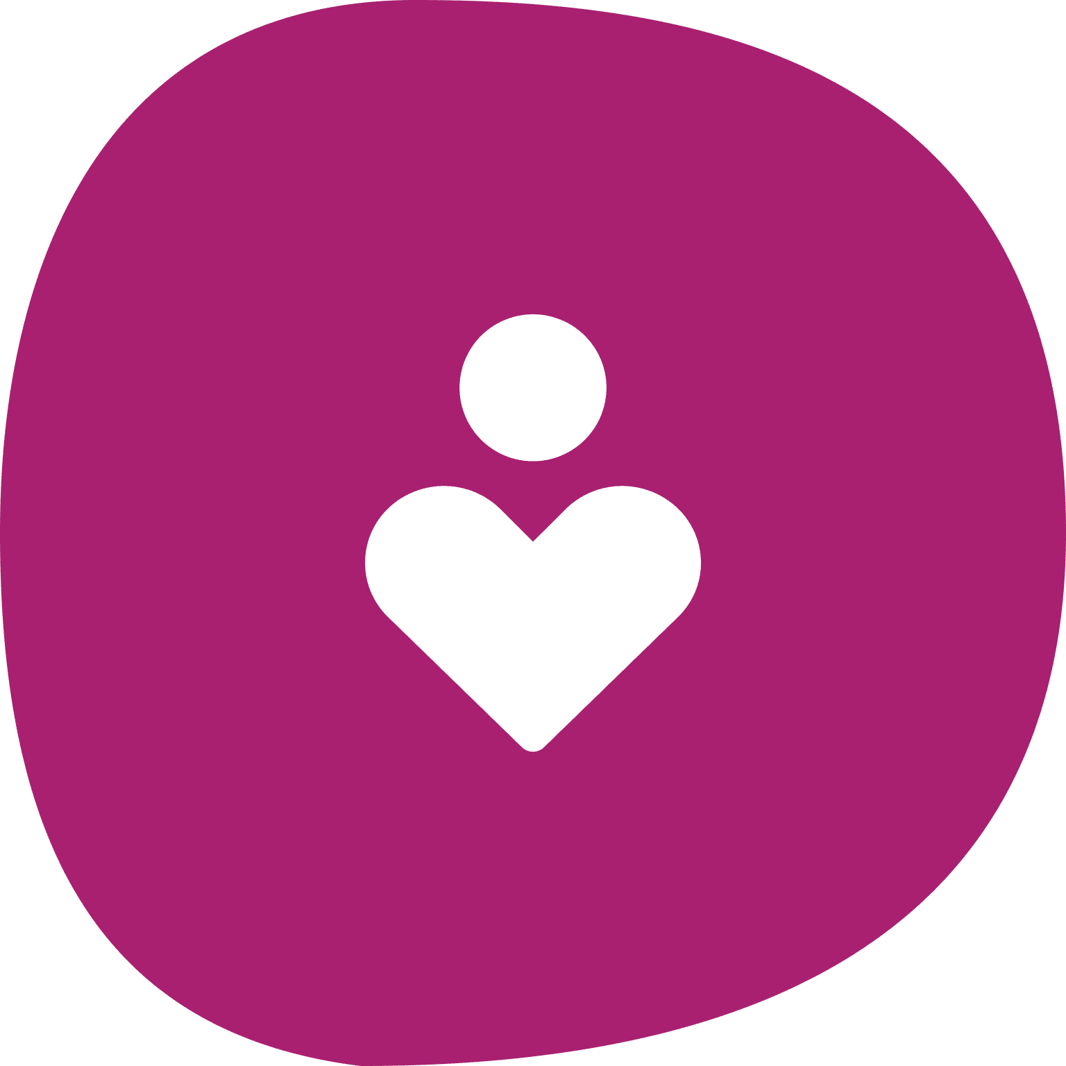 White heart and circle on purple background.