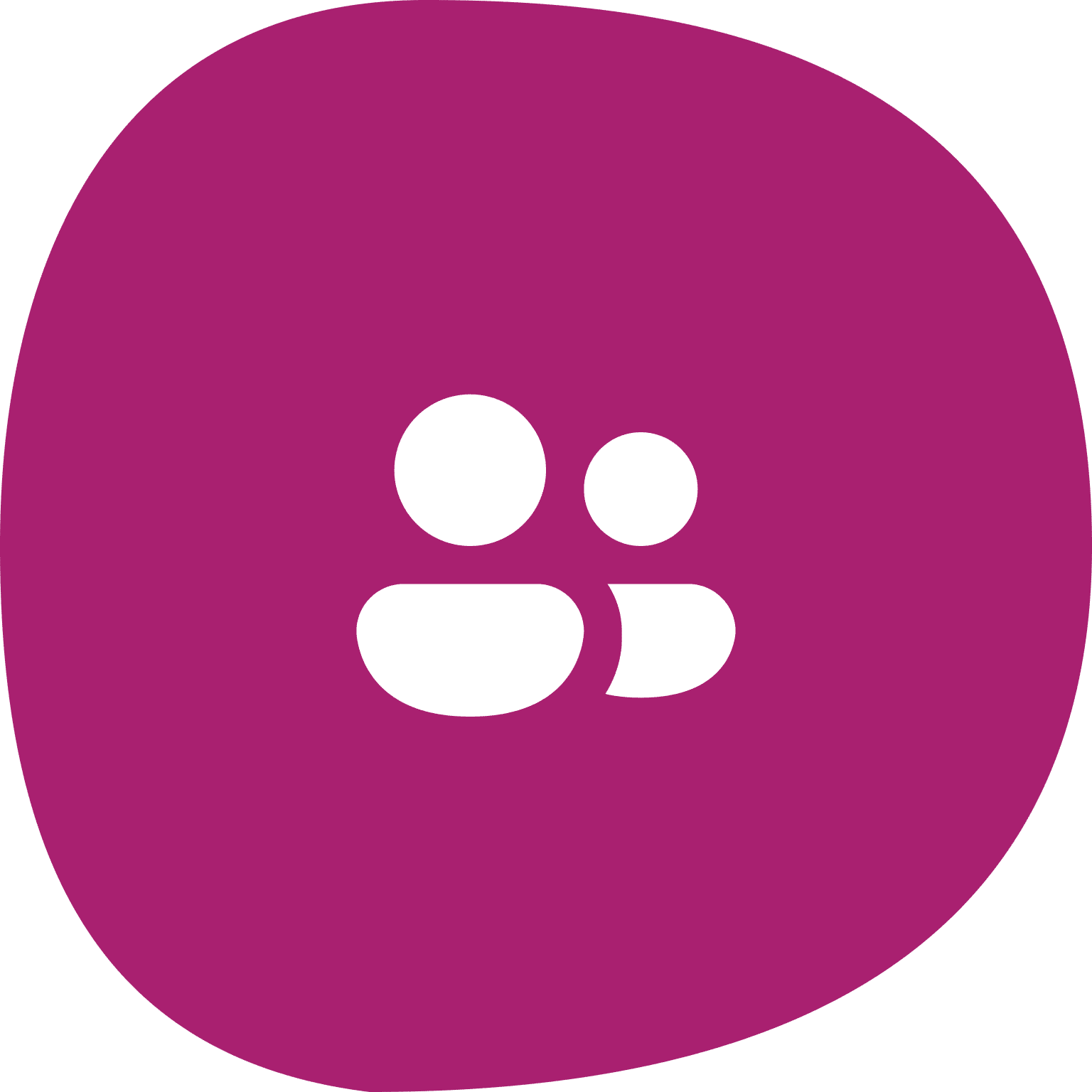 Two person icon on purple background.